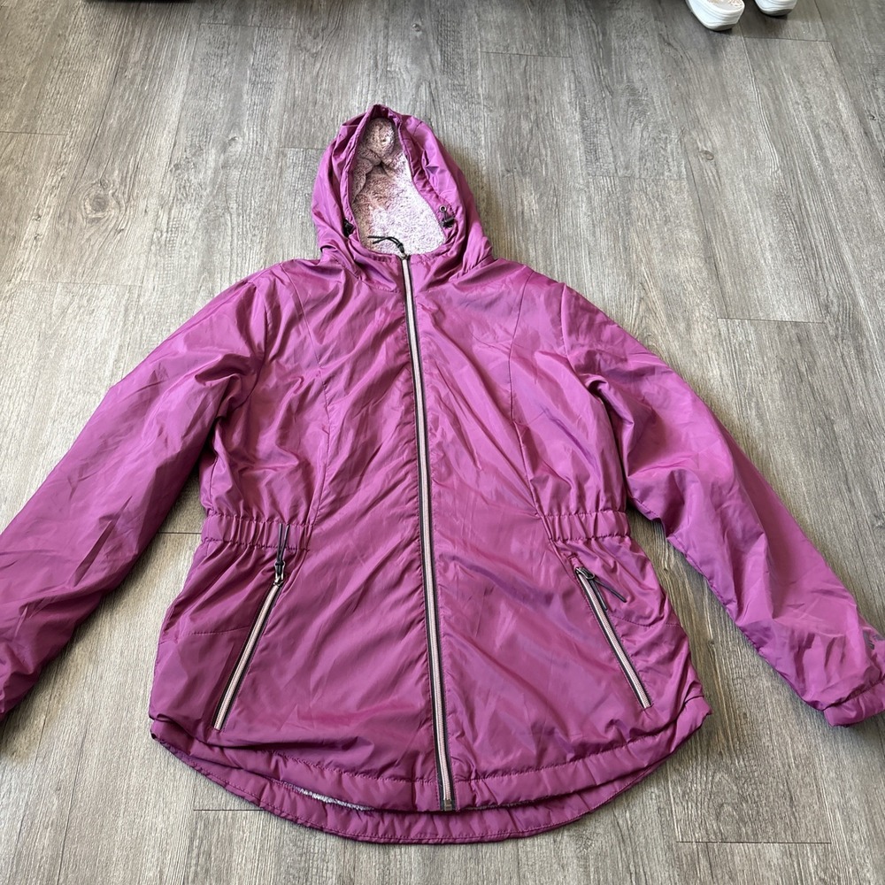 Free Country Women SZ L Purple Long Sleeve Hooded Full-Zip Jacket EUC